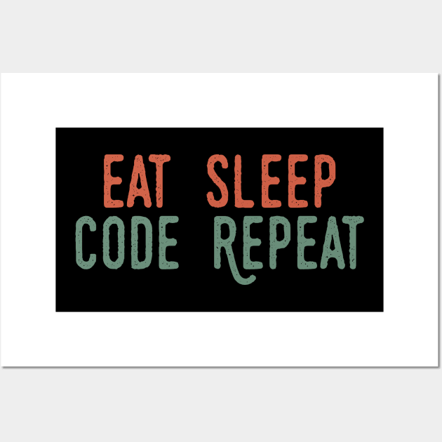 Eat Sleep Code Repeat Wall Art by Tesszero